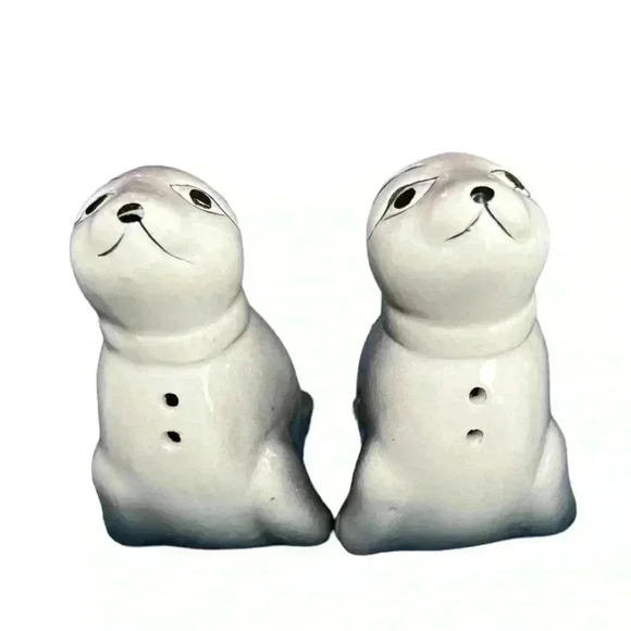 None Other - Vintage Ceramic Seals Salt & Pepper Shakers Set